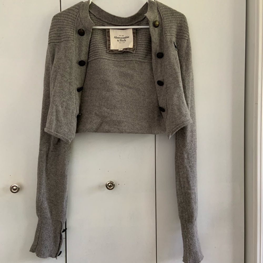 Gray cardigan sweater from Abercrombie & Fitch